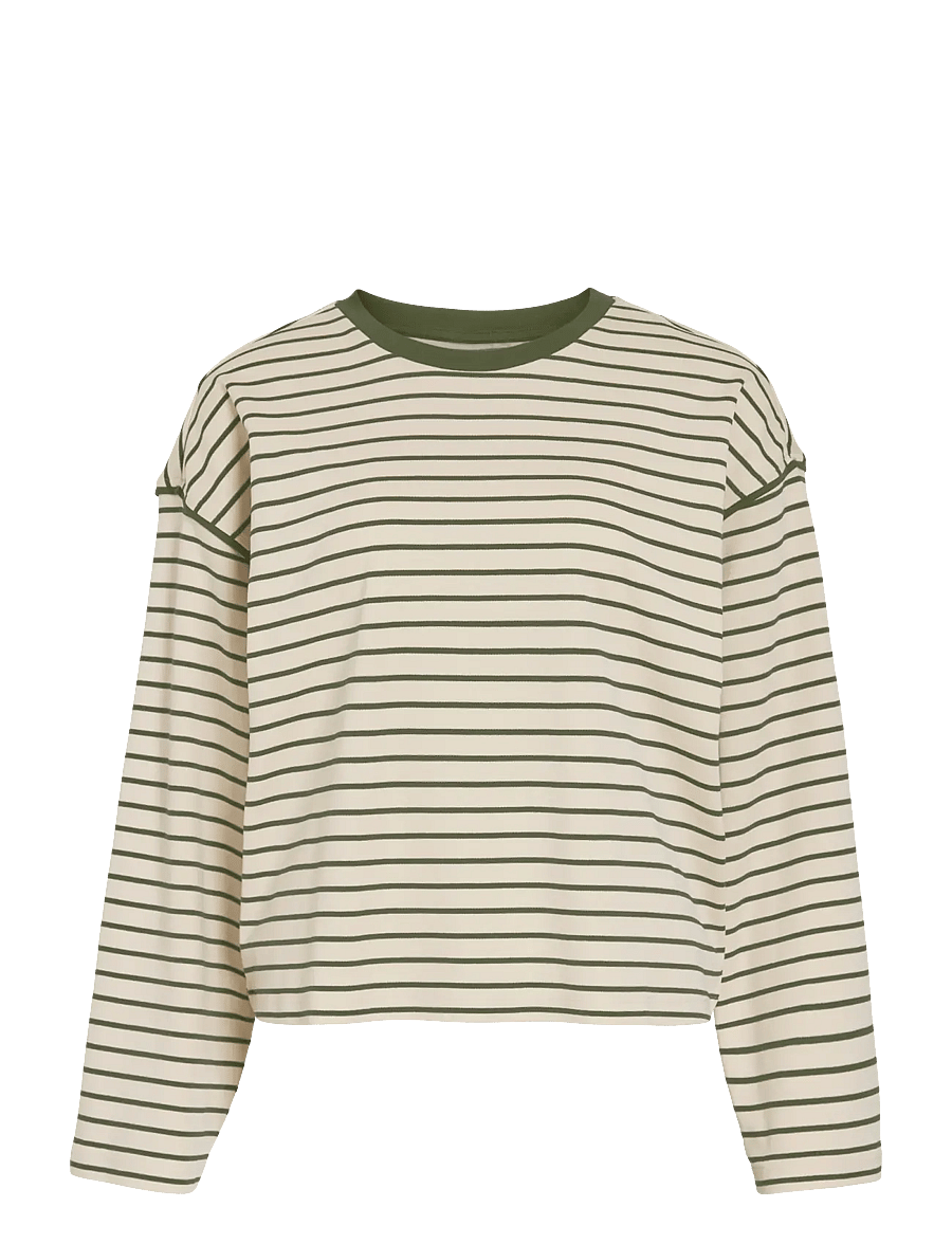 Vila - VISINNY O-NECK L/S TOP/PB - long-sleeved tops - birch - 0