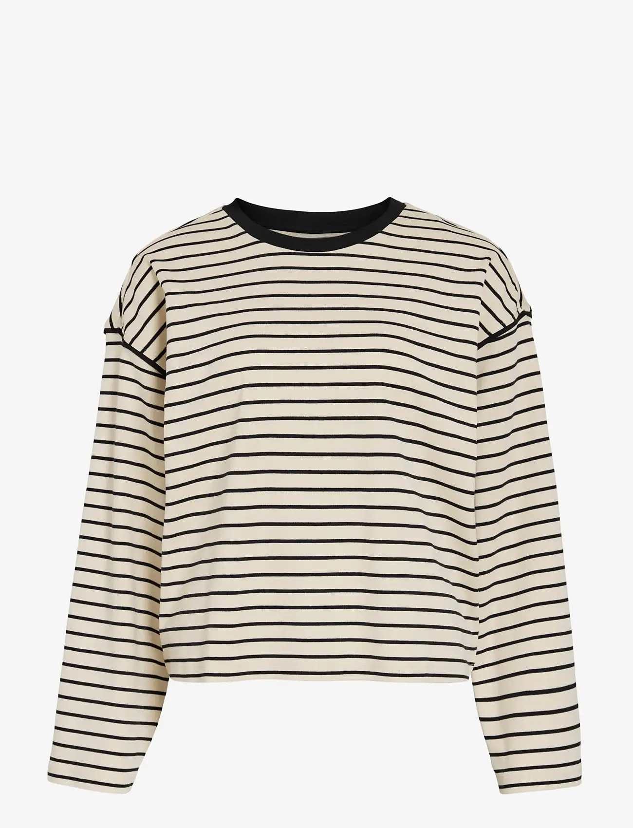 Vila - VISINNY O-NECK L/S TOP/PB - langärmlige tops - birch - 1