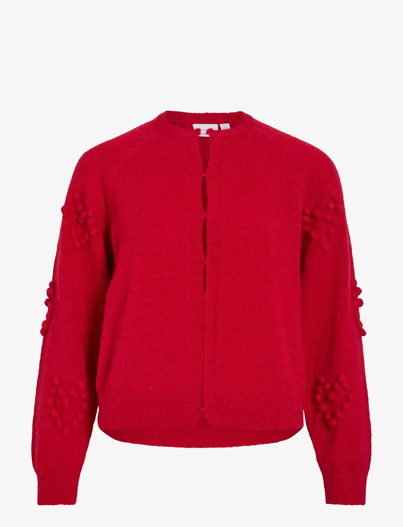 Vila - VIMERIT L/S O-NECK BUBBLE KNIT CARDIGAN - jester red - 0