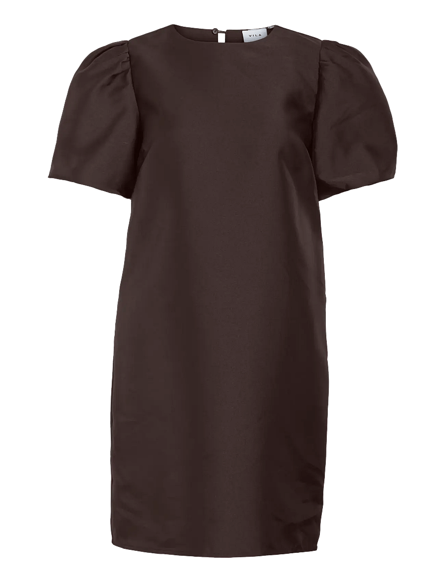 Vila - VISHINA 2/4 O-NECK SHORT DRESS/1/PTY/KA - partykleider - coffee bean - 0