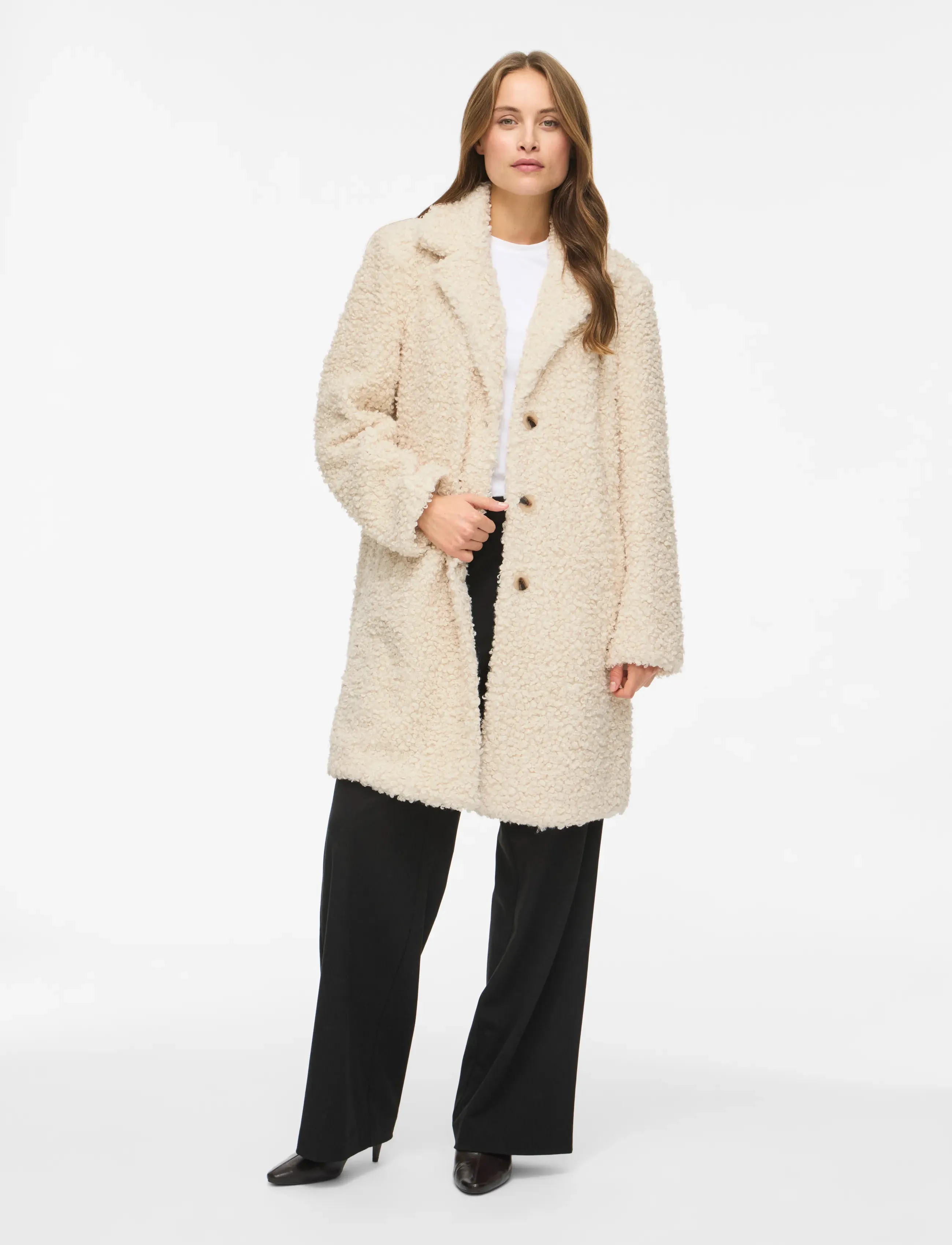 Vila VIMAJDA L/S TEDDY JACKET /OTW - Kläder - BIRCH / cream