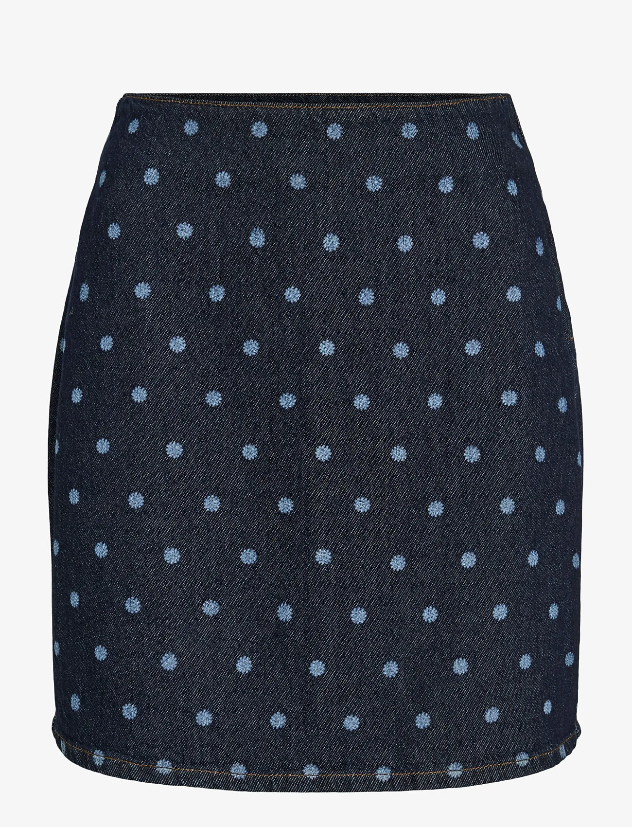 Vila - VIPAL HW DOT SHORT DENIM SKIRT - jeanskjolar - dark blue denim - 1