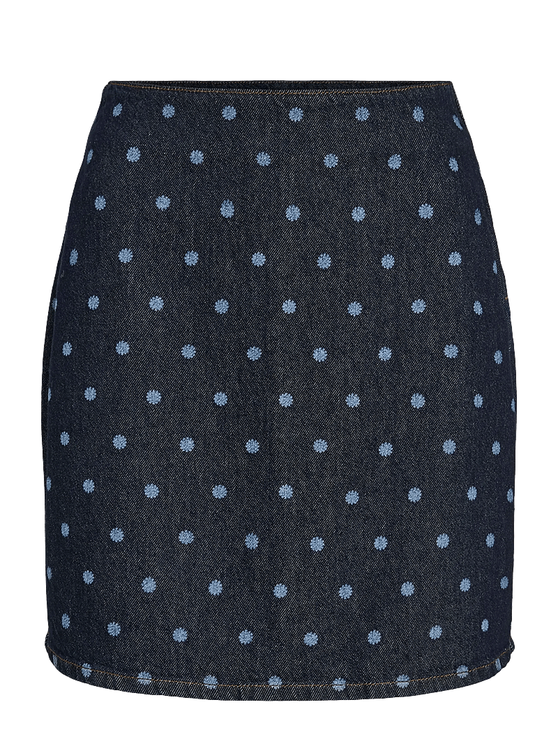 Vila - VIPAL HW DOT SHORT DENIM SKIRT - džinsiniai sijonai - dark blue denim - 1