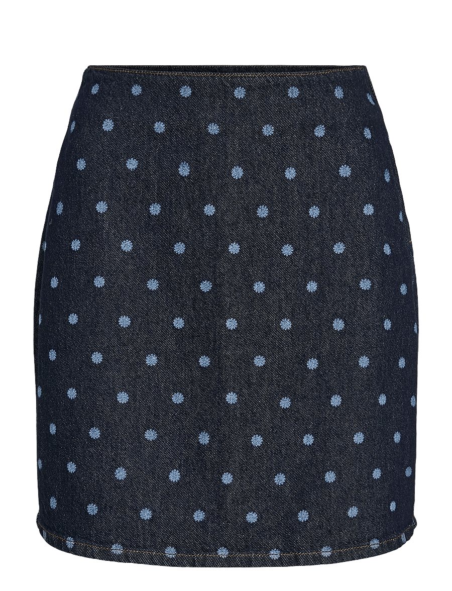 Vila - VIPAL HW DOT SHORT DENIM SKIRT - teksaseelikud - dark blue denim - 1