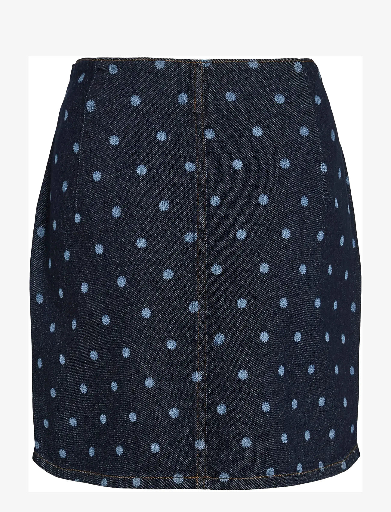 Vila - VIPAL HW DOT SHORT DENIM SKIRT - jeanskjolar - dark blue denim - 2