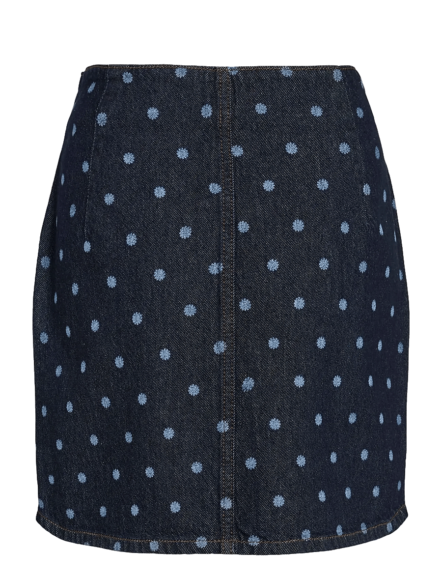 Vila - VIPAL HW DOT SHORT DENIM SKIRT - teksaseelikud - dark blue denim - 2