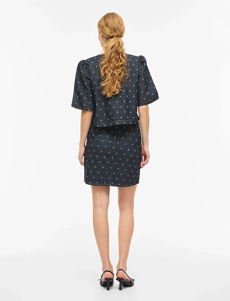 Vila - VIPAL HW DOT SHORT DENIM SKIRT - džinsiniai sijonai - dark blue denim - 3