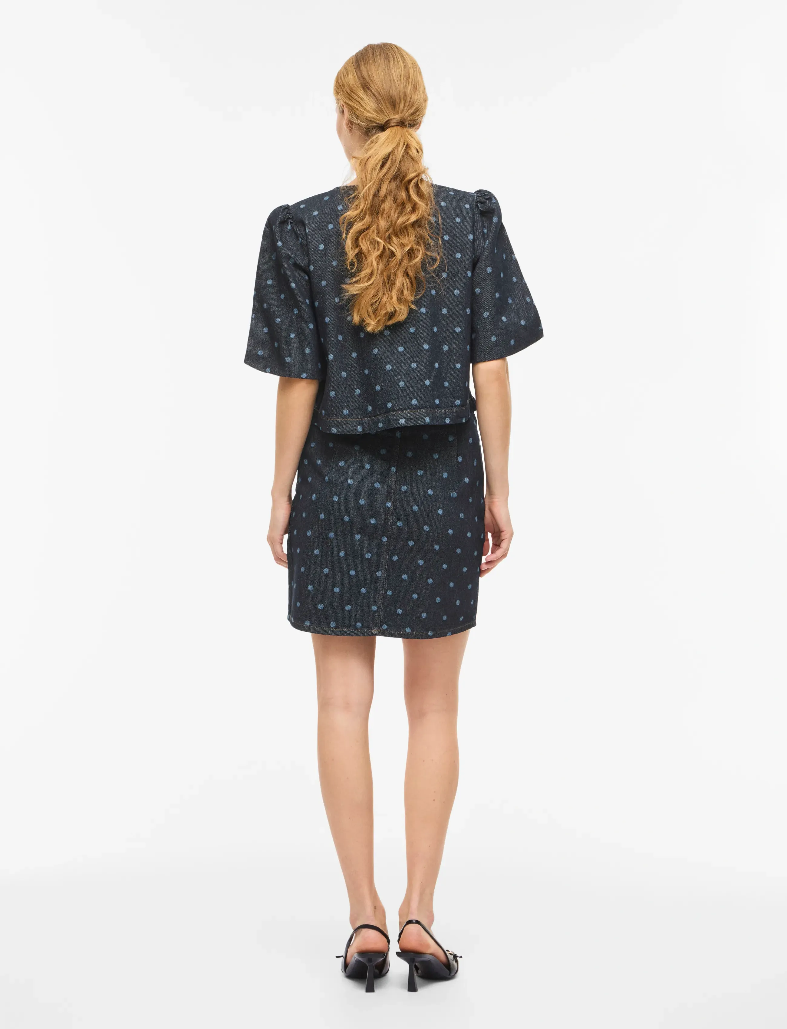 Vila - VIPAL HW DOT SHORT DENIM SKIRT - teksaseelikud - dark blue denim - 3