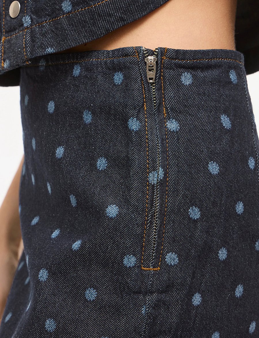 Vila - VIPAL HW DOT SHORT DENIM SKIRT - teksaseelikud - dark blue denim - 5