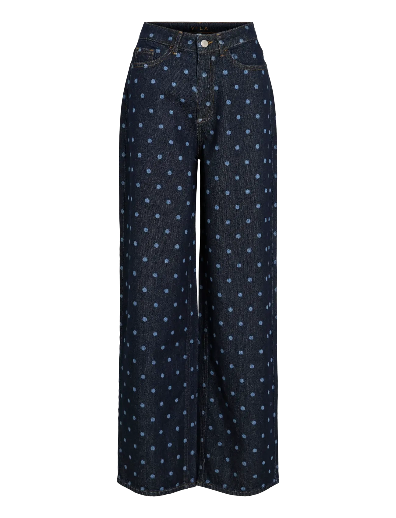 Vila VIFREYA PAL HW DOT WIDE JEANS DBD - Jeans - DARK BLUE DENIM / blue