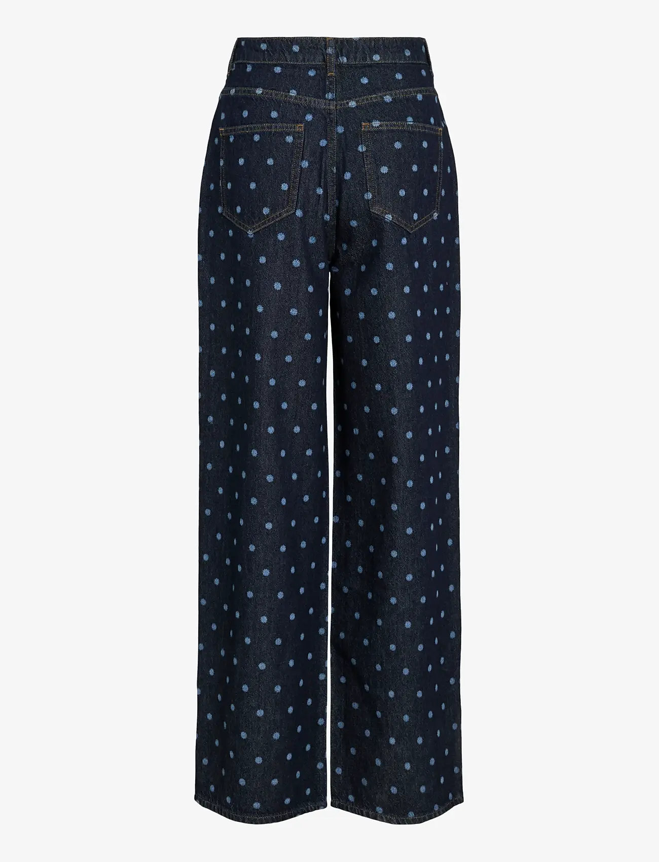 Vila - VIFREYA PAL HW DOT WIDE JEANS DBD - laia säärega teksad - dark blue denim - 2