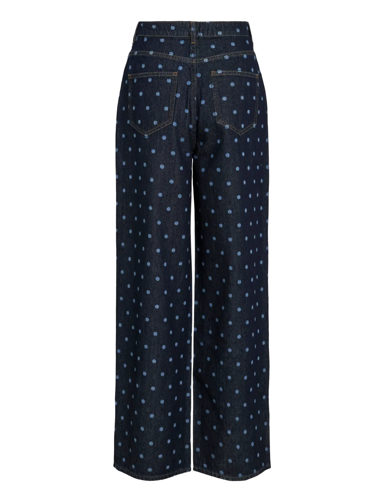 Vila - VIFREYA PAL HW DOT WIDE JEANS DBD - pantalons larges - dark blue denim - 2