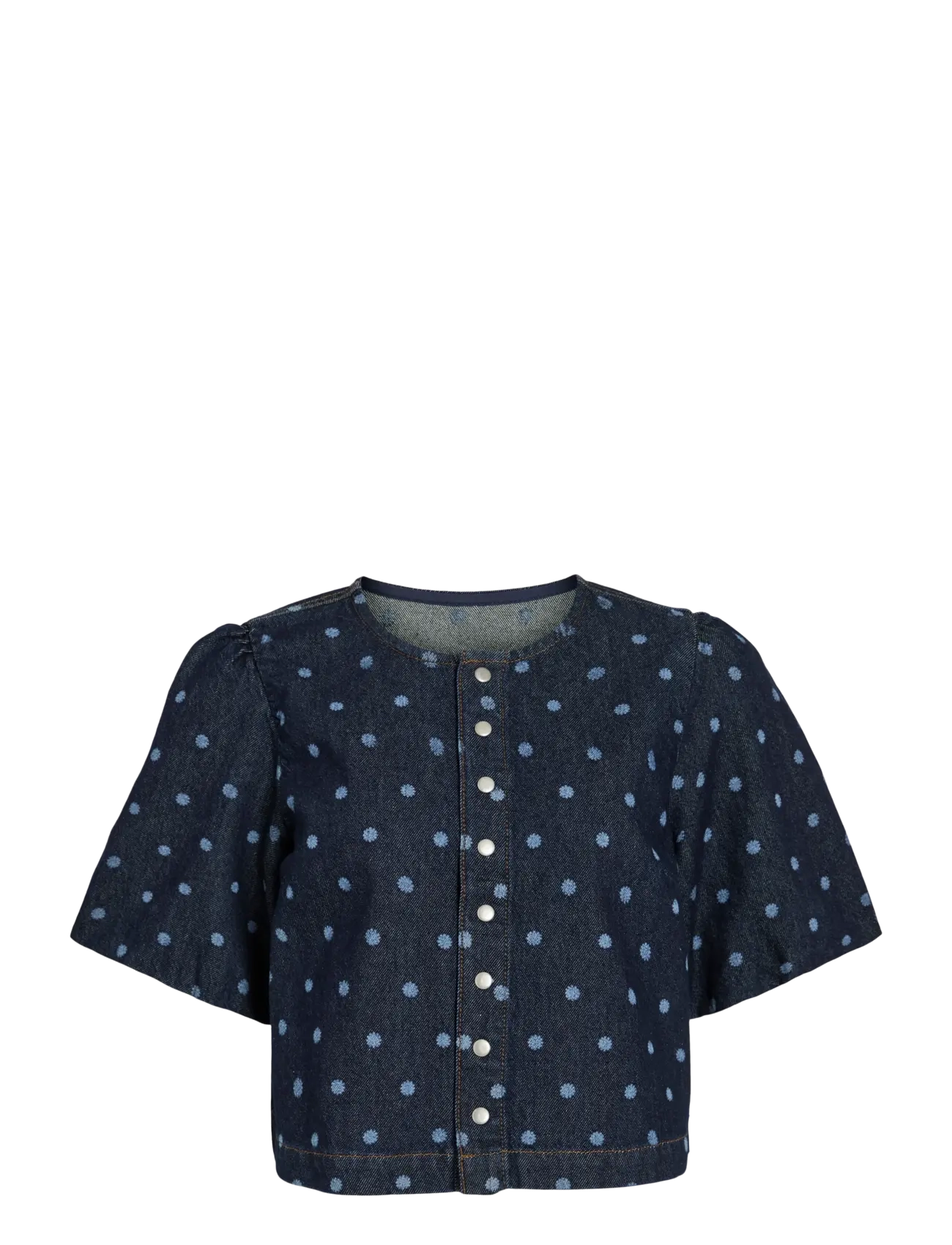 Vila VIPAL 2/4 DOT DENIM TOP - Vila - DARK BLUE DENIM / blue
