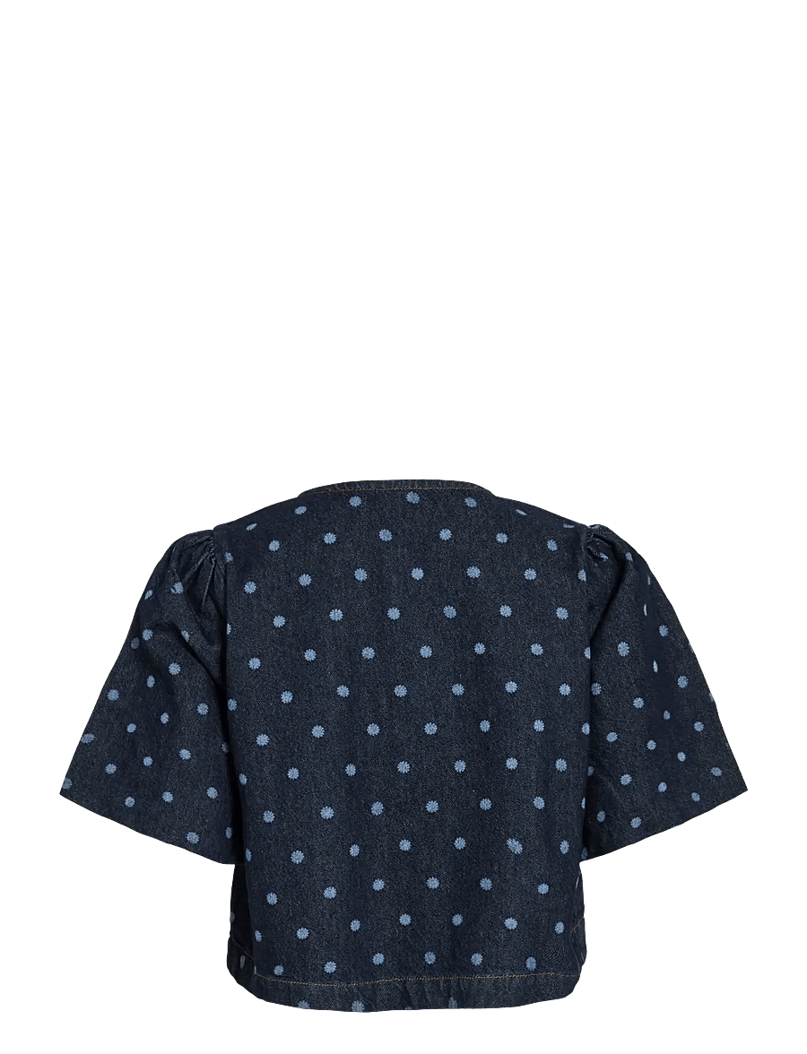 Vila - VIPAL 2/4 DOT DENIM TOP - jeanshemden - dark blue denim - 2