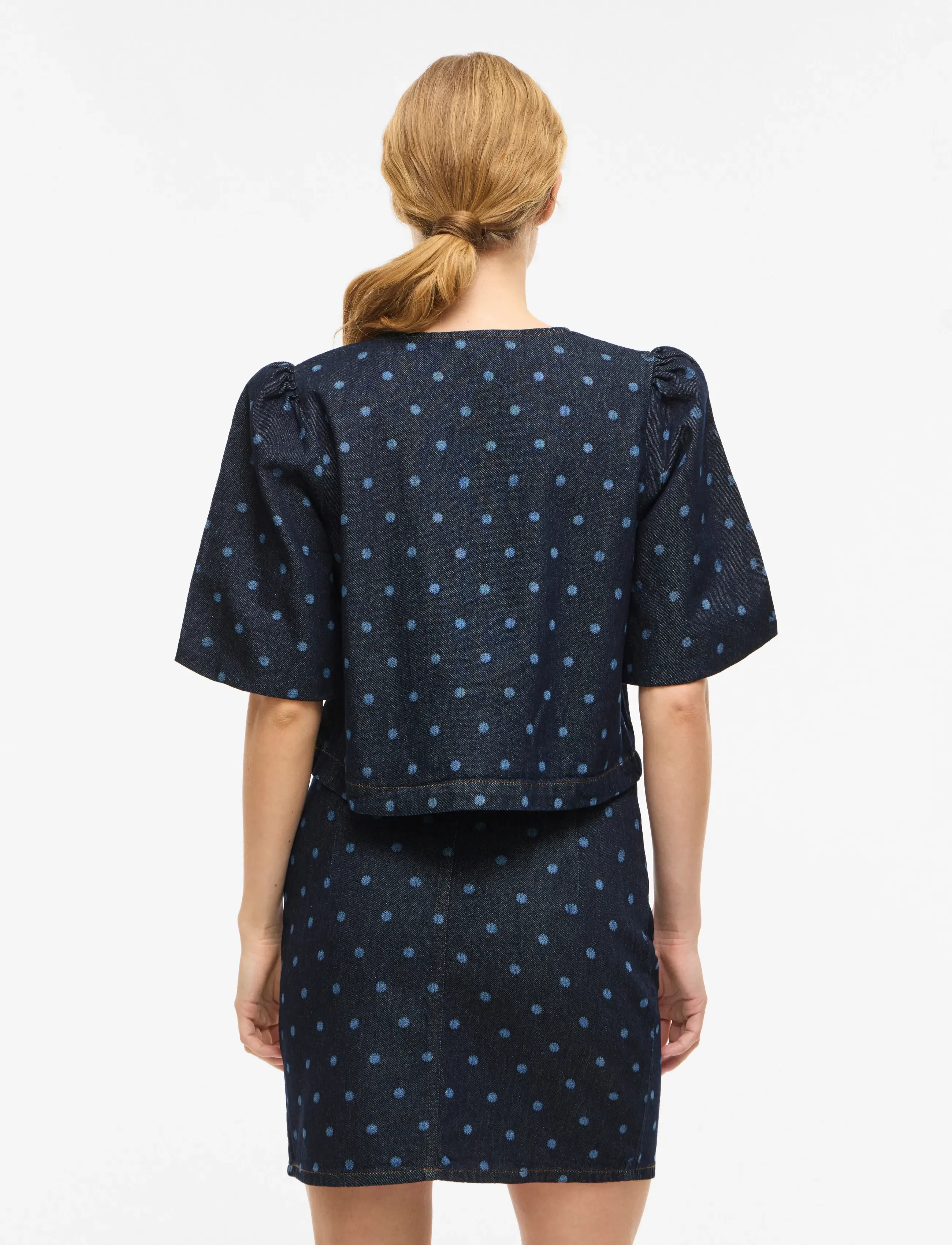 Vila - VIPAL 2/4 DOT DENIM TOP - denim shirts - dark blue denim - 3