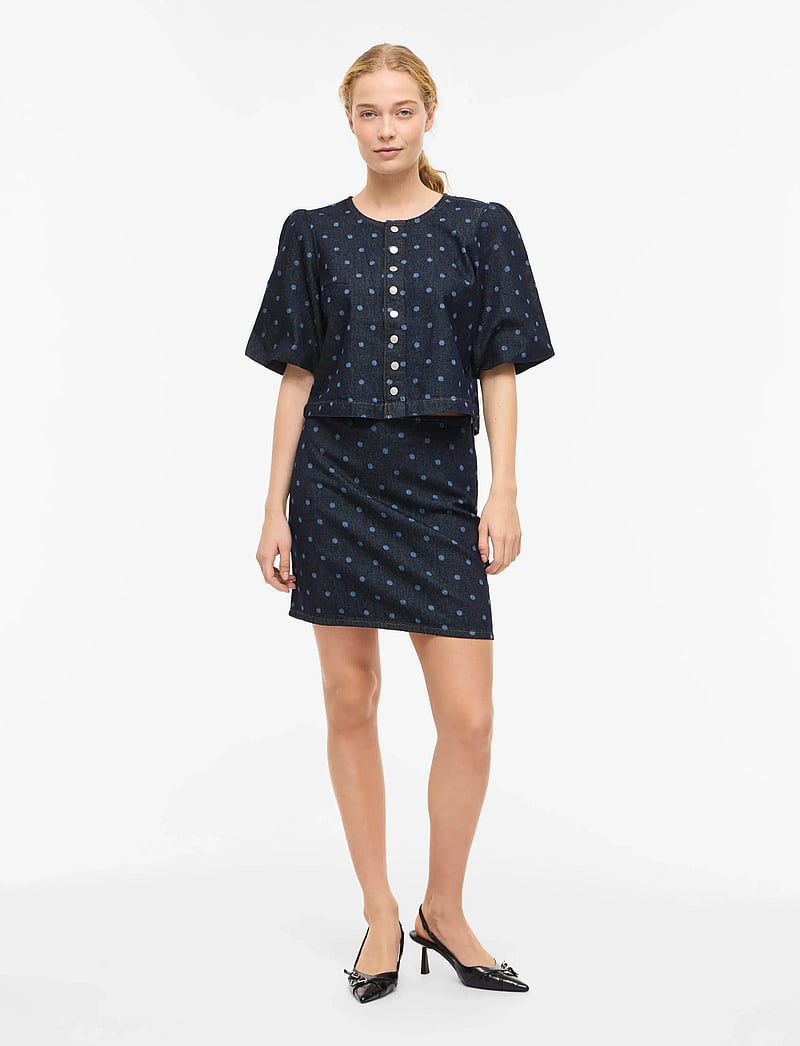 Vila - VIPAL 2/4 DOT DENIM TOP - denimskjorter - dark blue denim - 4