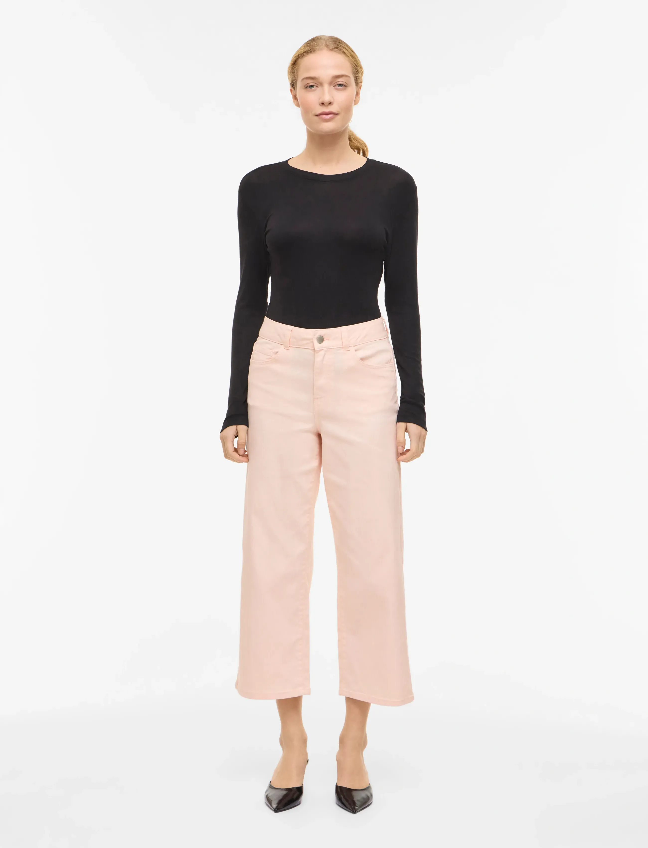 Vila - VIEMMA HW 7/8 WIDE JEANS NUS - brede jeans - cherry blossom - 4