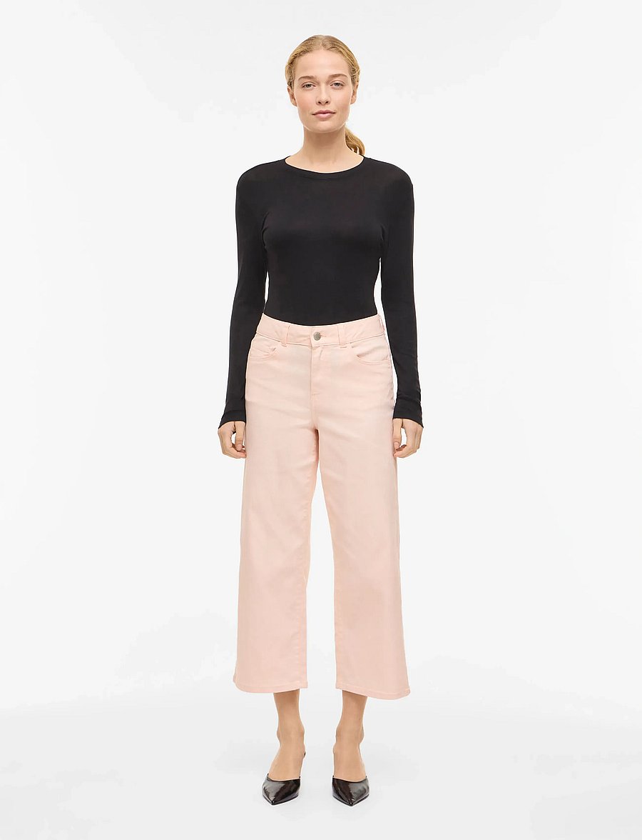 Vila - VIEMMA HW 7/8 WIDE JEANS NUS - brede jeans - cherry blossom - 4