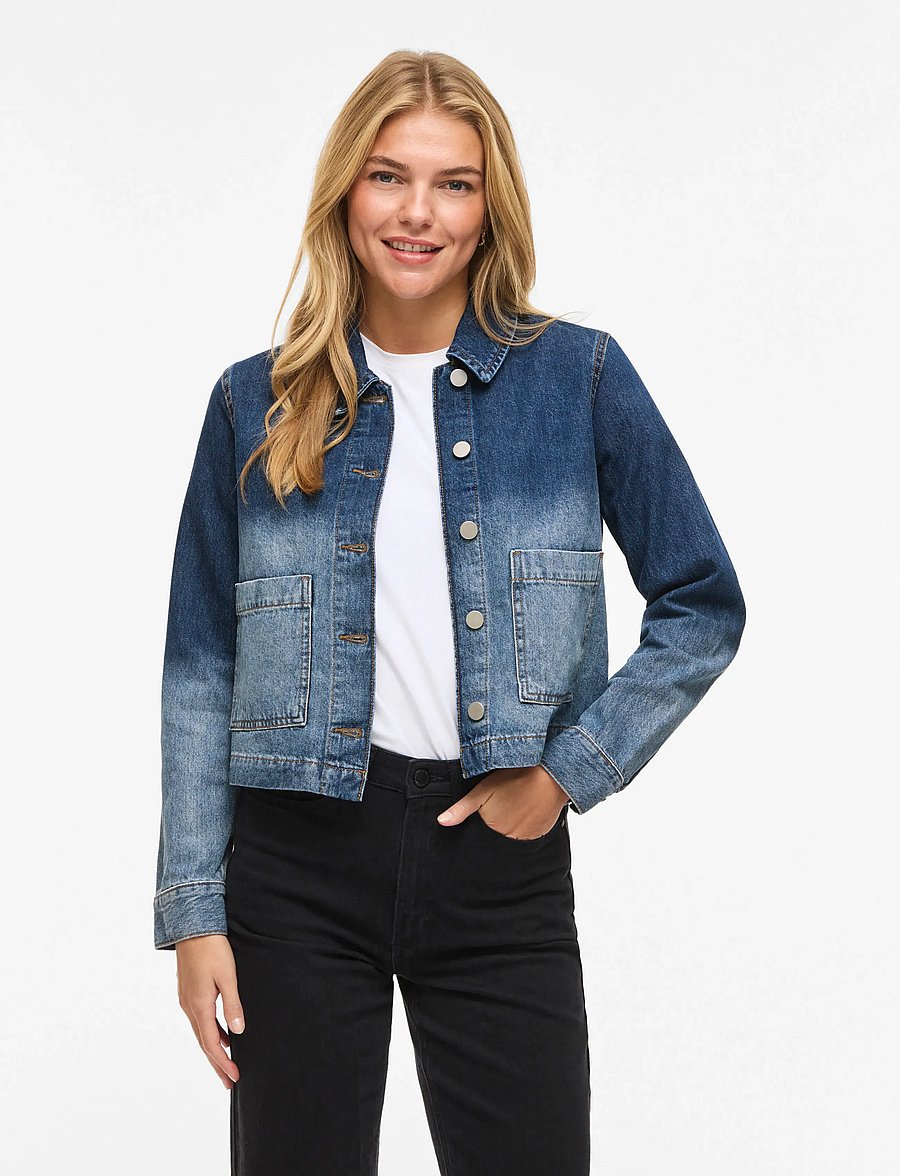 Vila - VICREEK L/S FADED DENIM JACKET/BFS - frühlingsjacken - medium blue denim - 0