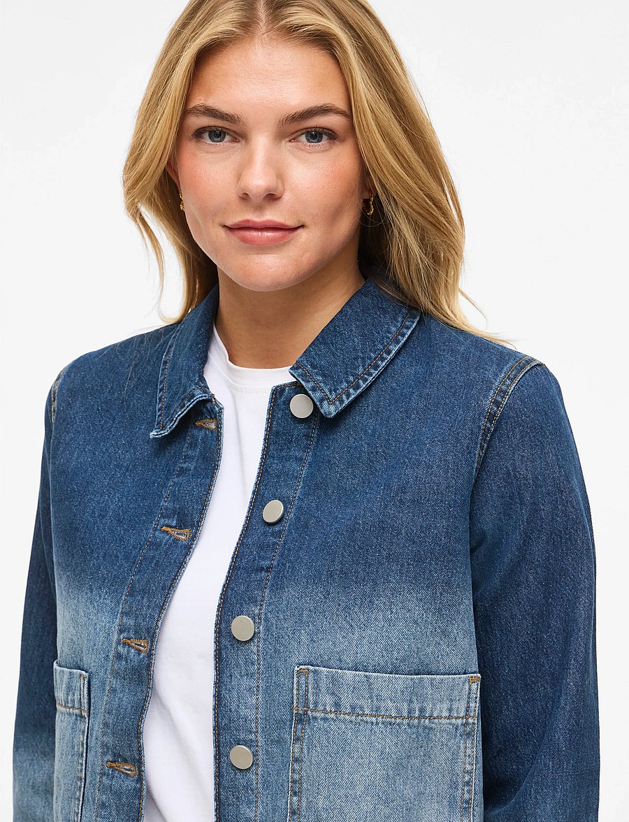 Vila - VICREEK L/S FADED DENIM JACKET/BFS - frühlingsjacken - medium blue denim - 5