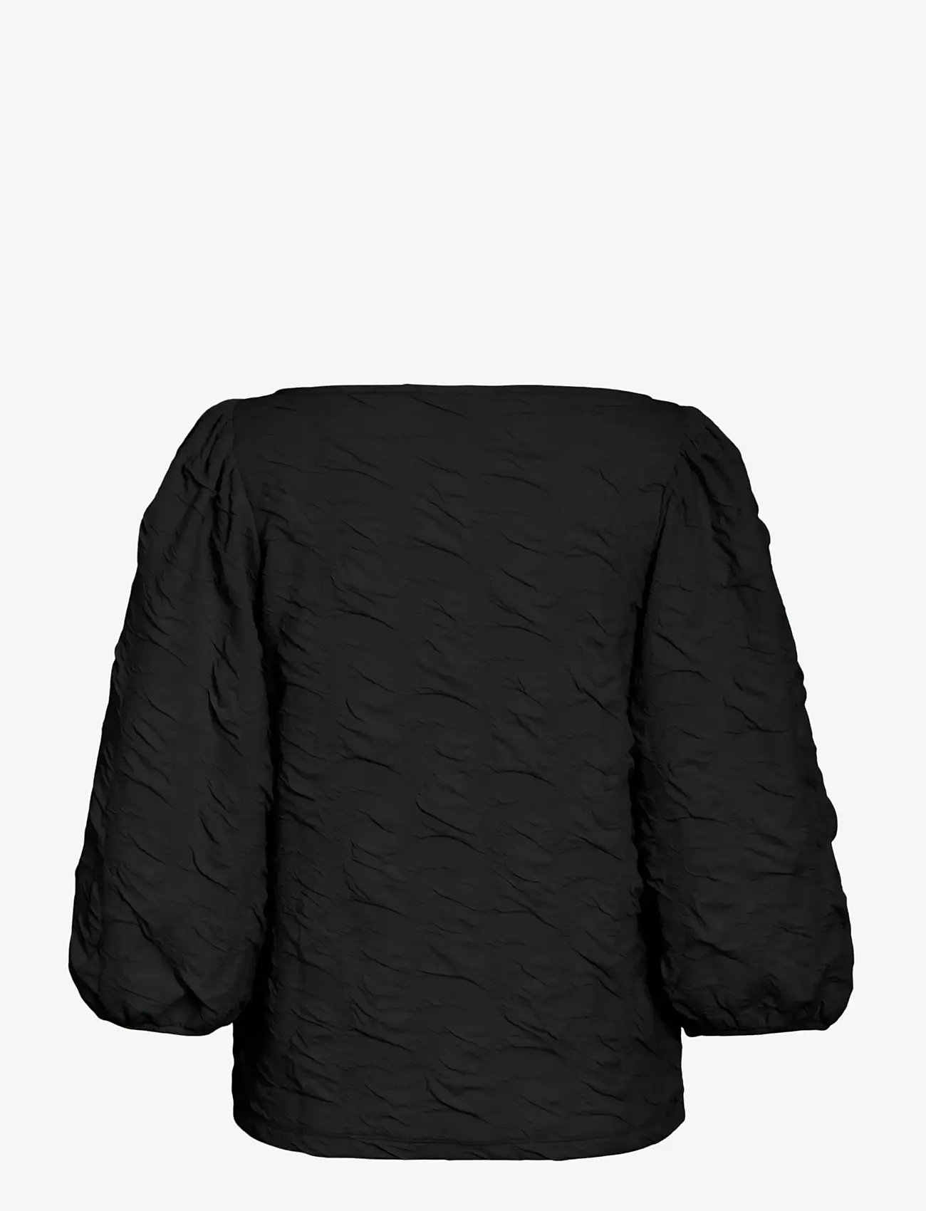 Vila - VIDEVERA BOATNECK 3/4 JACQUARD TOP/R/1 - långärmade blusar - black beauty - 2