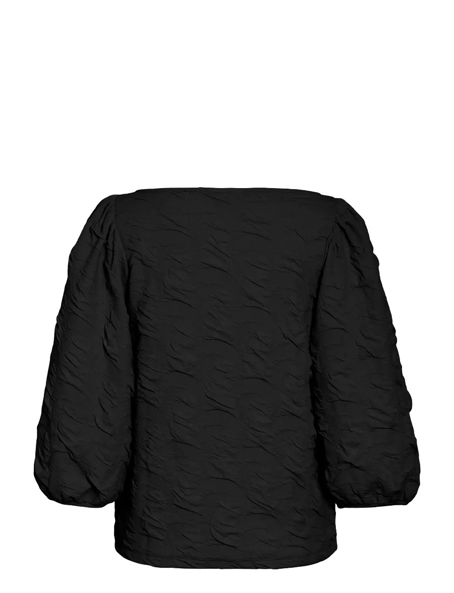 Vila - VIDEVERA BOATNECK 3/4 JACQUARD TOP/R/1 - langærmede bluser - black beauty - 2