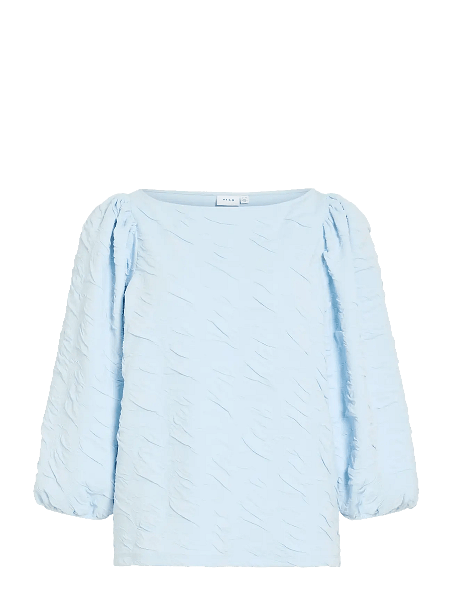 Vila - VIDEVERA BOATNECK 3/4 JACQUARD TOP/R/1 - langærmede bluser - nantucket breeze - 1