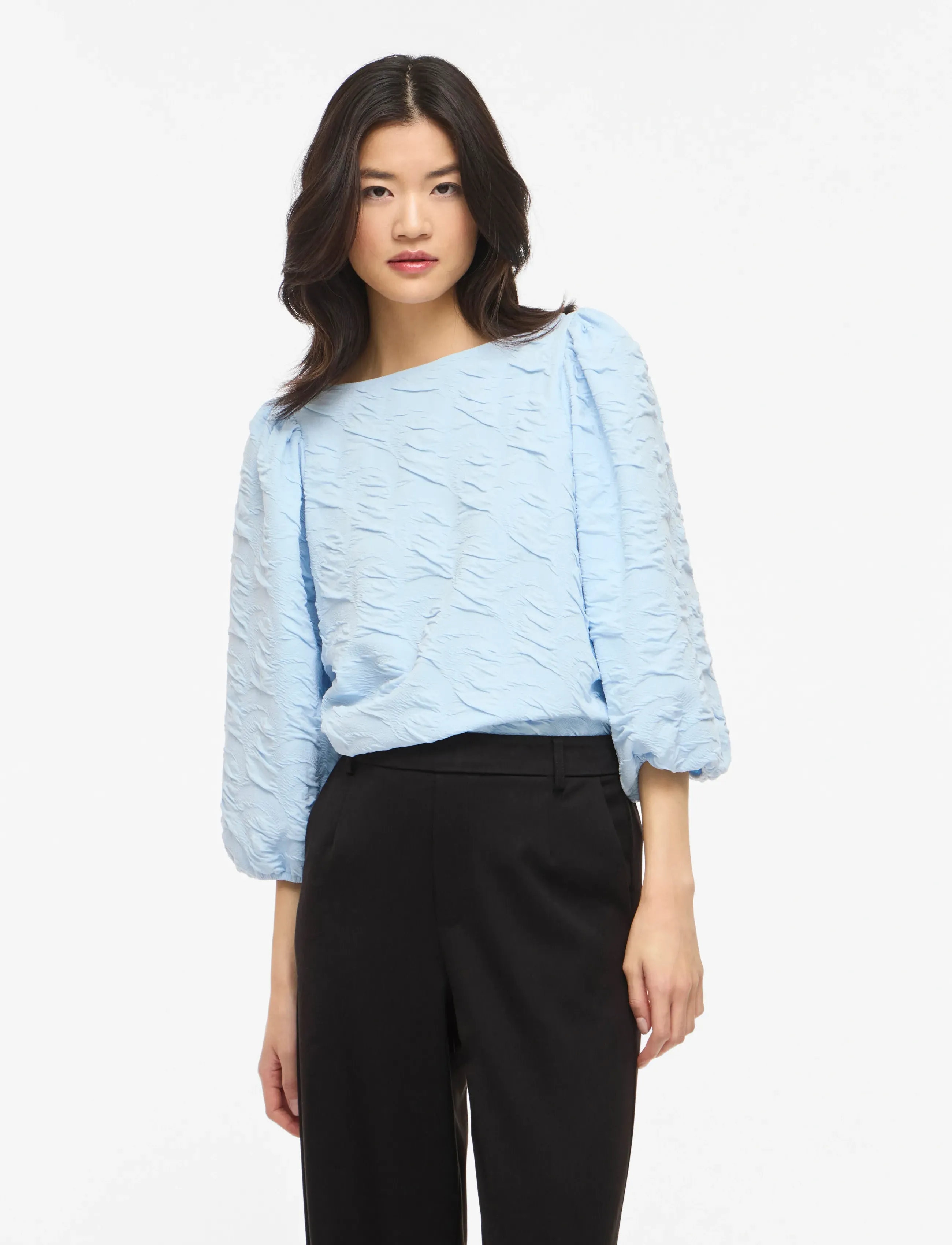 Vila VIDEVERA BOATNECK 3/4 JACQUARD TOP/R/1 - Bluser - NANTUCKET BREEZE / blue