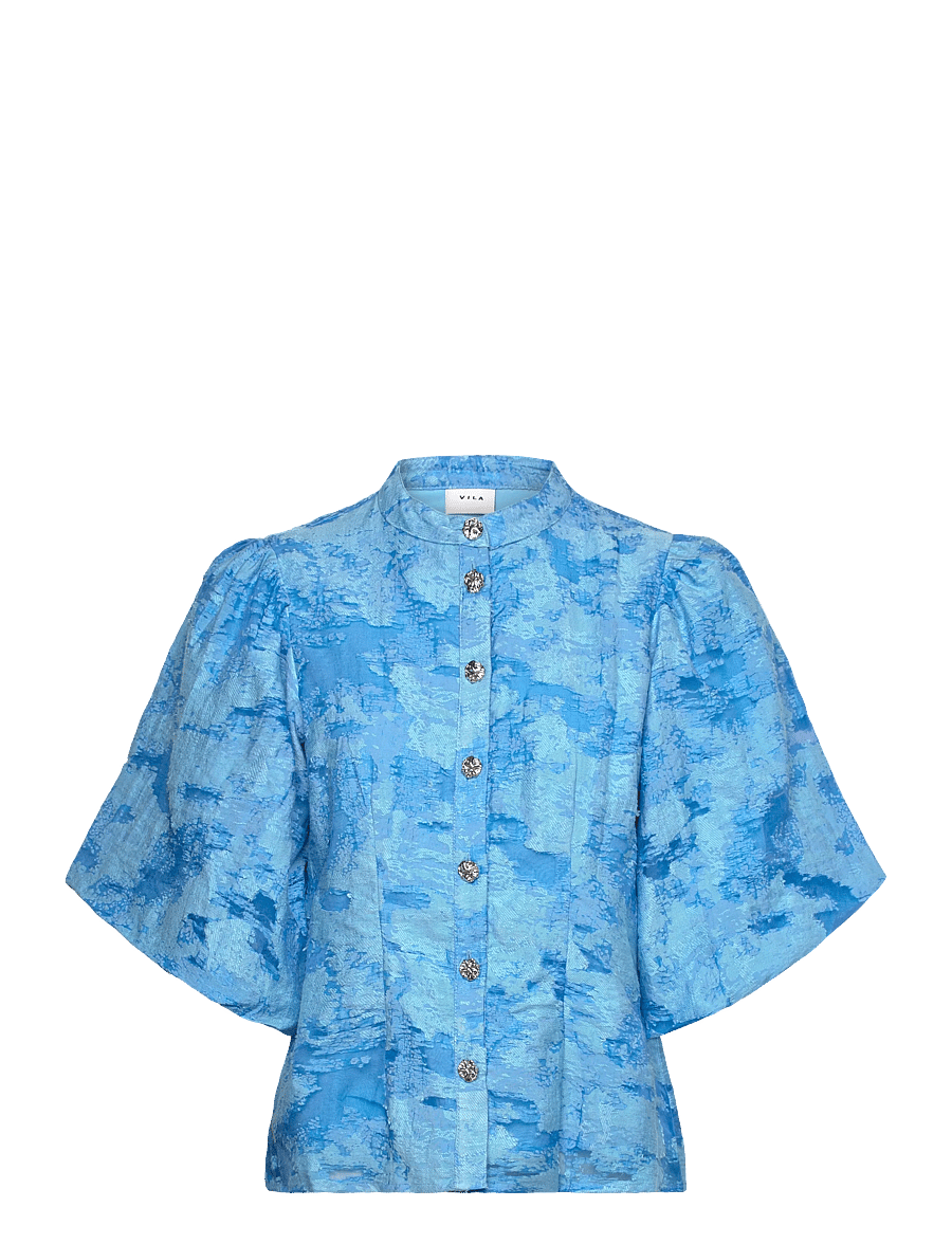 Vila - VIAGGA 2/4 TOP - kurzärmelige blusen - bonnie blue - 0