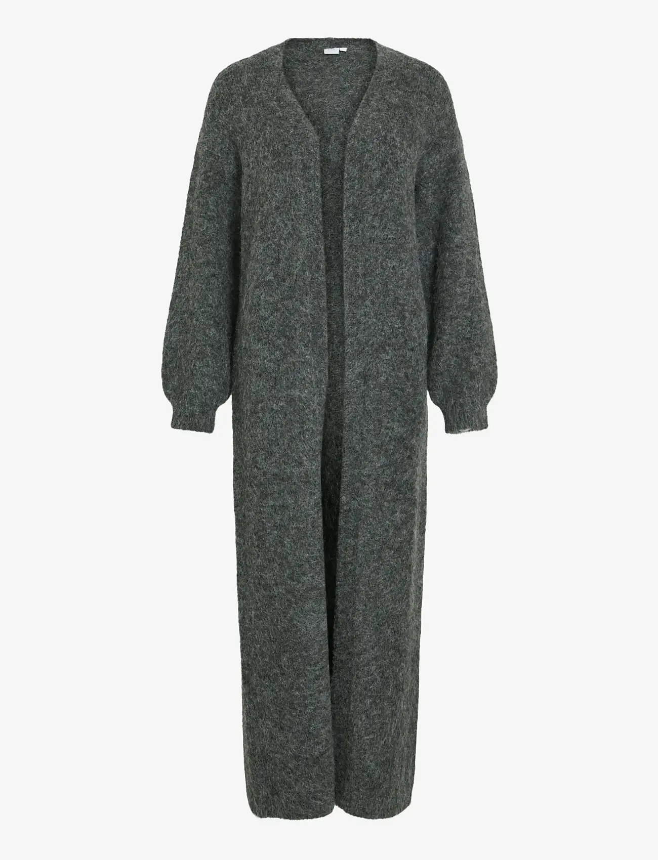 Vila - VINYNNI OPEN L/S LONG KNIT CARDIGAN/LN - koftor - dark grey melange - 0