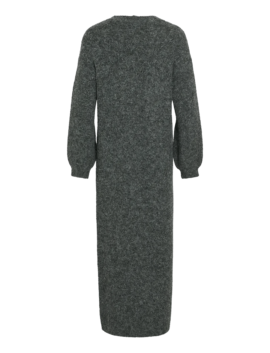 Vila - VINYNNI OPEN L/S LONG KNIT CARDIGAN/LN - cardigans - dark grey melange - 1