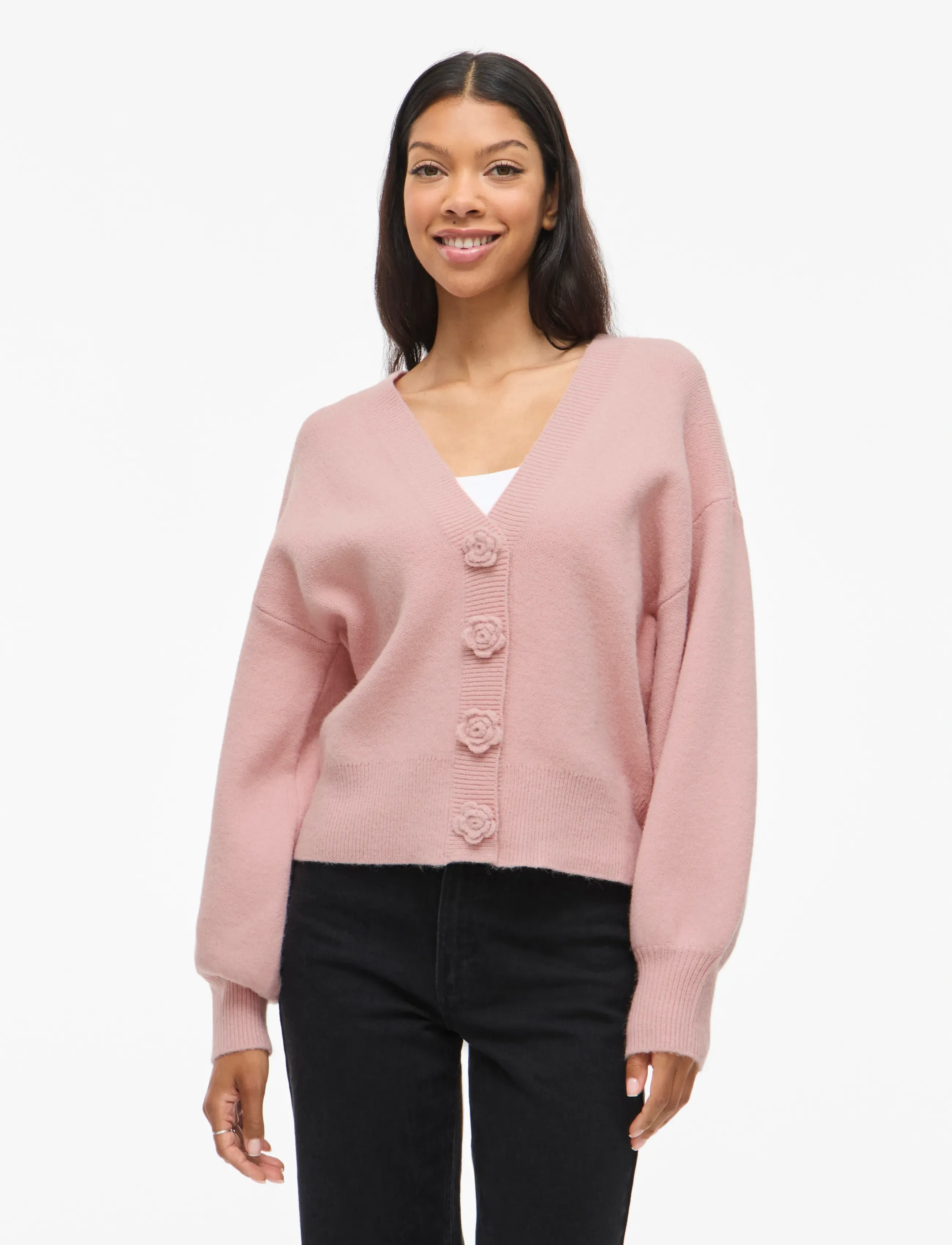 Vila Viradia L/S Rose Cardigan, XXL, Knitwear, Rosa - Cardigans, Frauen