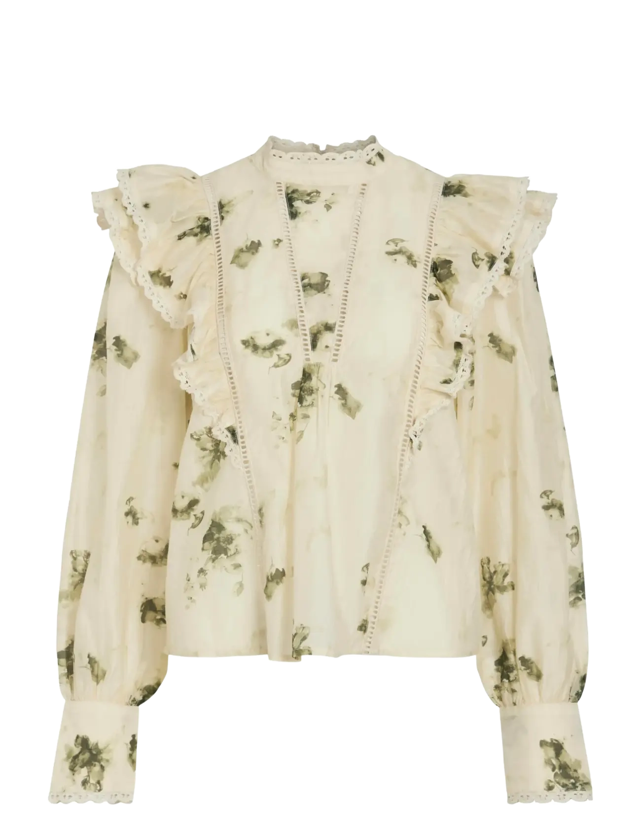 Vila Viremo L/S Frill Top, 36, Blouses, Creme - Long-sleeved, Frauen