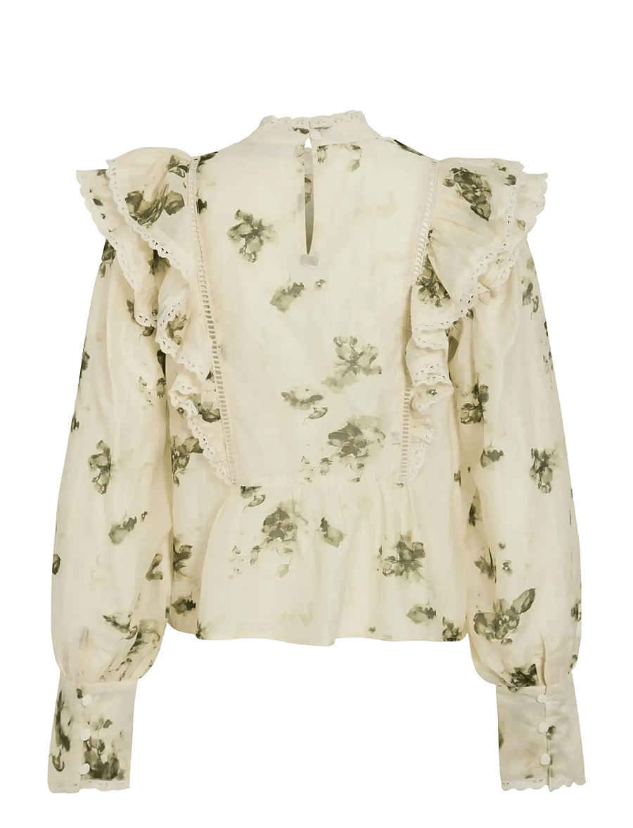 Vila - VIREMO L/S FRILL TOP - langärmelige blusen - birch - 1