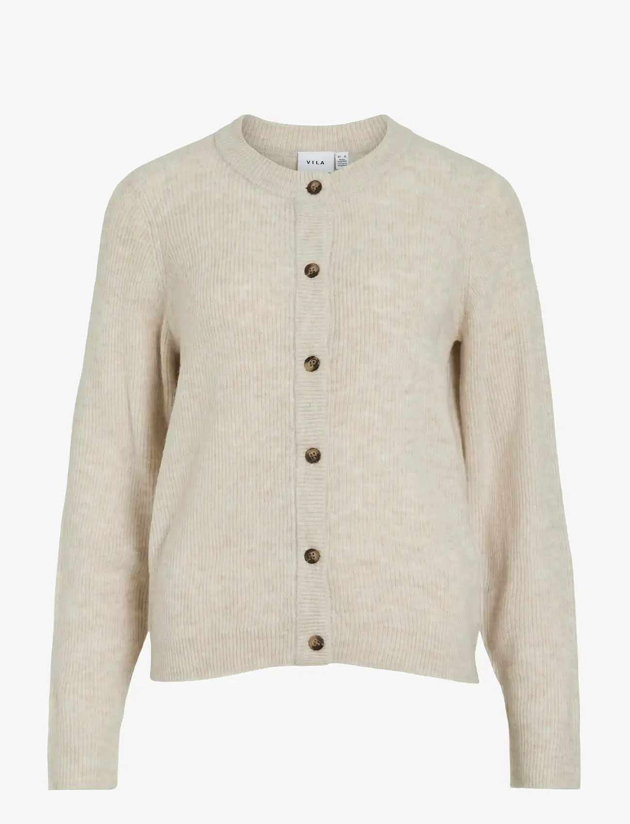 Vila - VIVIOLI O-NECK RIB KNIT CARDIGAN-NOOS - koftor - super light natural melan - 1