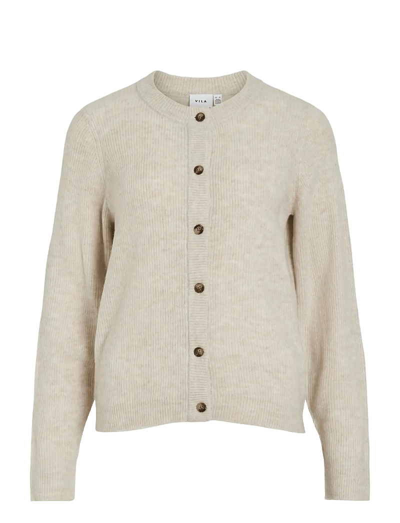 Vila - VIVIOLI O-NECK RIB KNIT CARDIGAN-NOOS - koftor - super light natural melan - 1