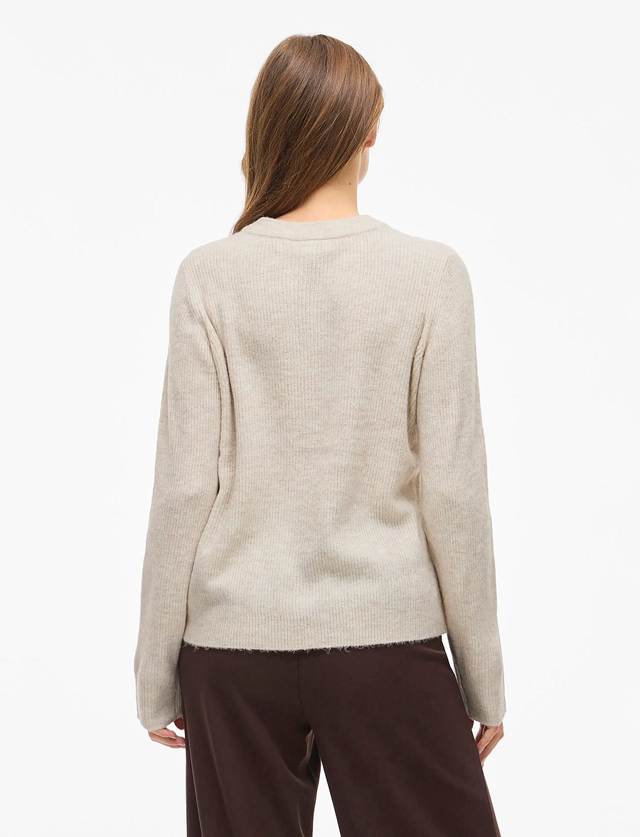 Vila - VIVIOLI O-NECK RIB KNIT CARDIGAN-NOOS - strickjacken - super light natural melan - 3