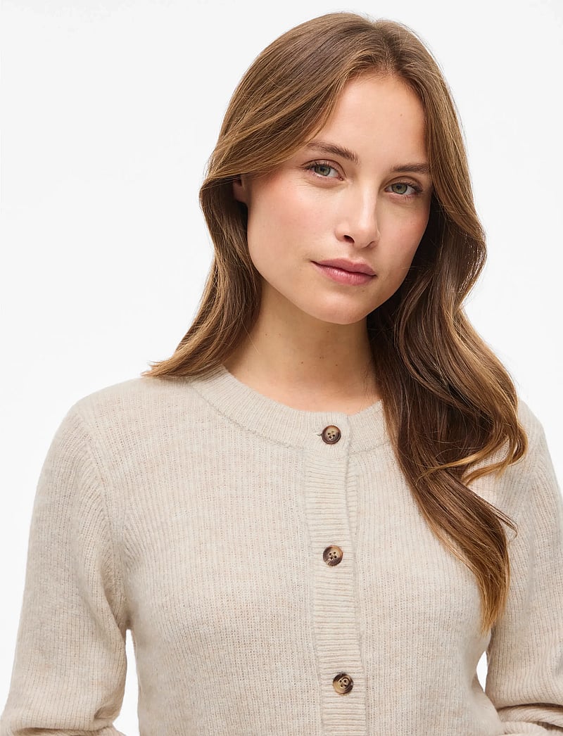 Vila - VIVIOLI O-NECK RIB KNIT CARDIGAN-NOOS - koftor - super light natural melan - 5