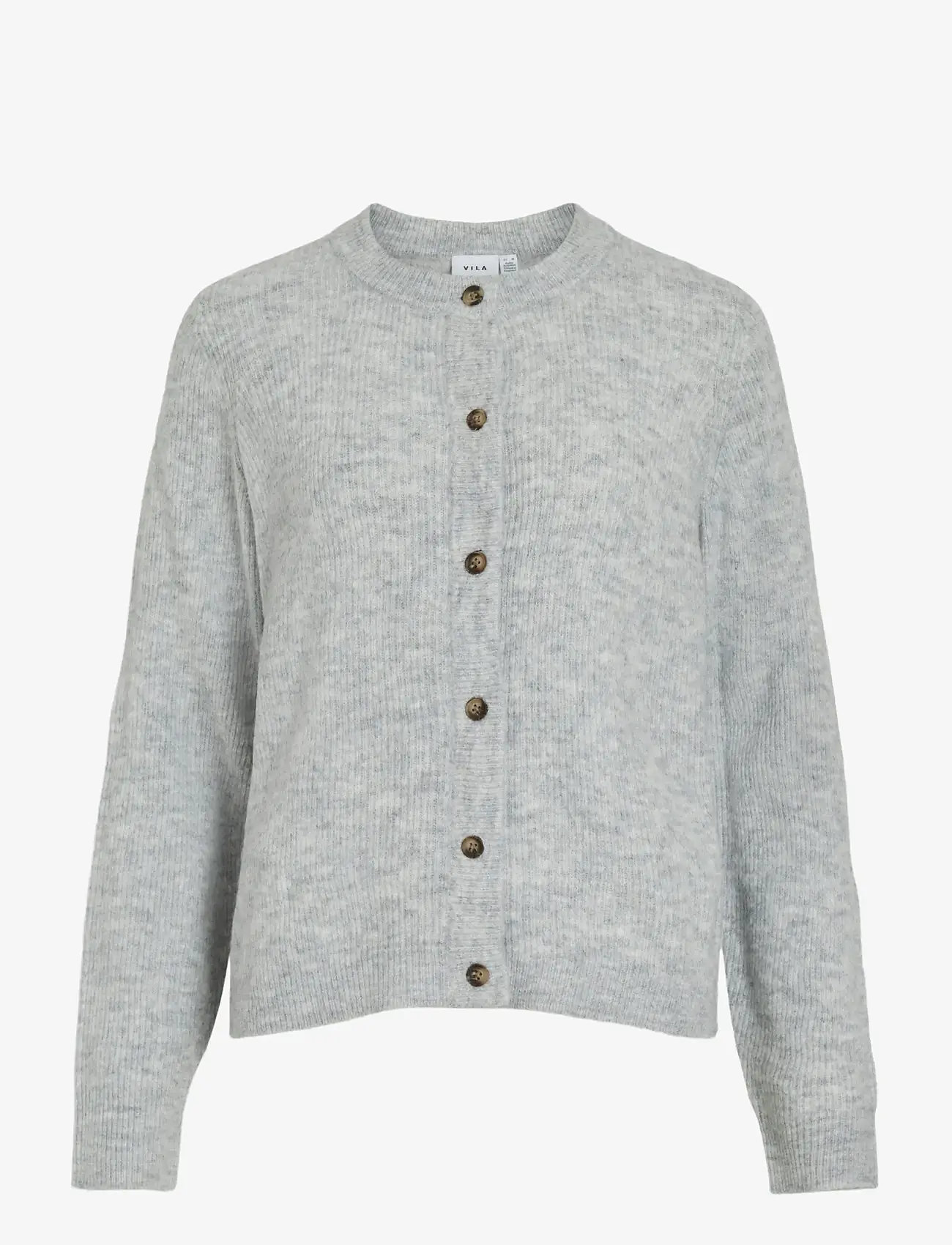 Vila - VIVIOLI O-NECK RIB KNIT CARDIGAN-NOOS - koftor - light grey melange - 1