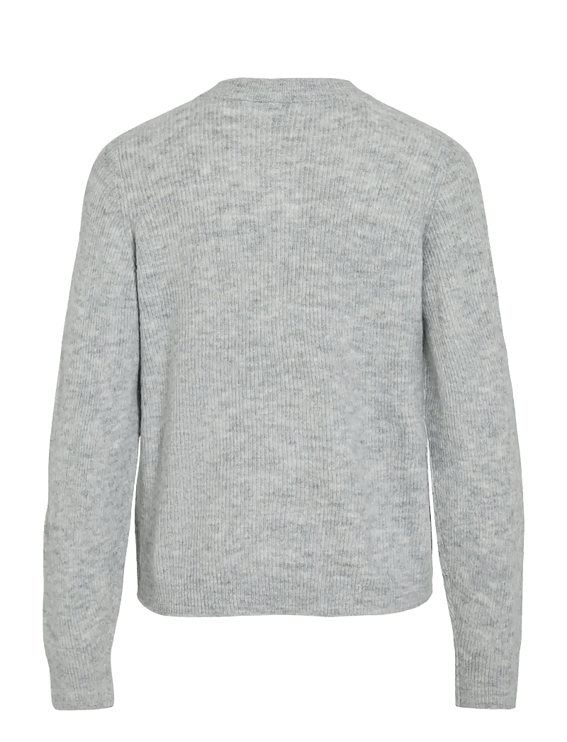 Vila - VIVIOLI O-NECK RIB KNIT CARDIGAN-NOOS - koftor - light grey melange - 2