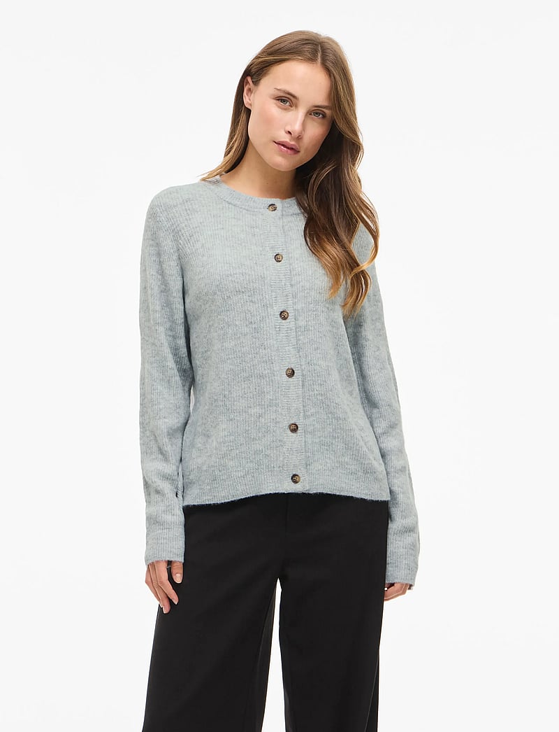 Vila - VIVIOLI O-NECK RIB KNIT CARDIGAN-NOOS - koftor - light grey melange - 0