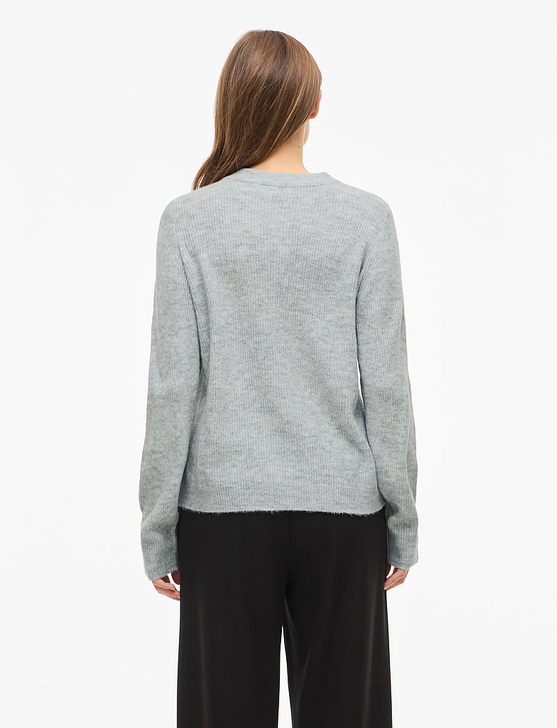 Vila - VIVIOLI O-NECK RIB KNIT CARDIGAN-NOOS - koftor - light grey melange - 3