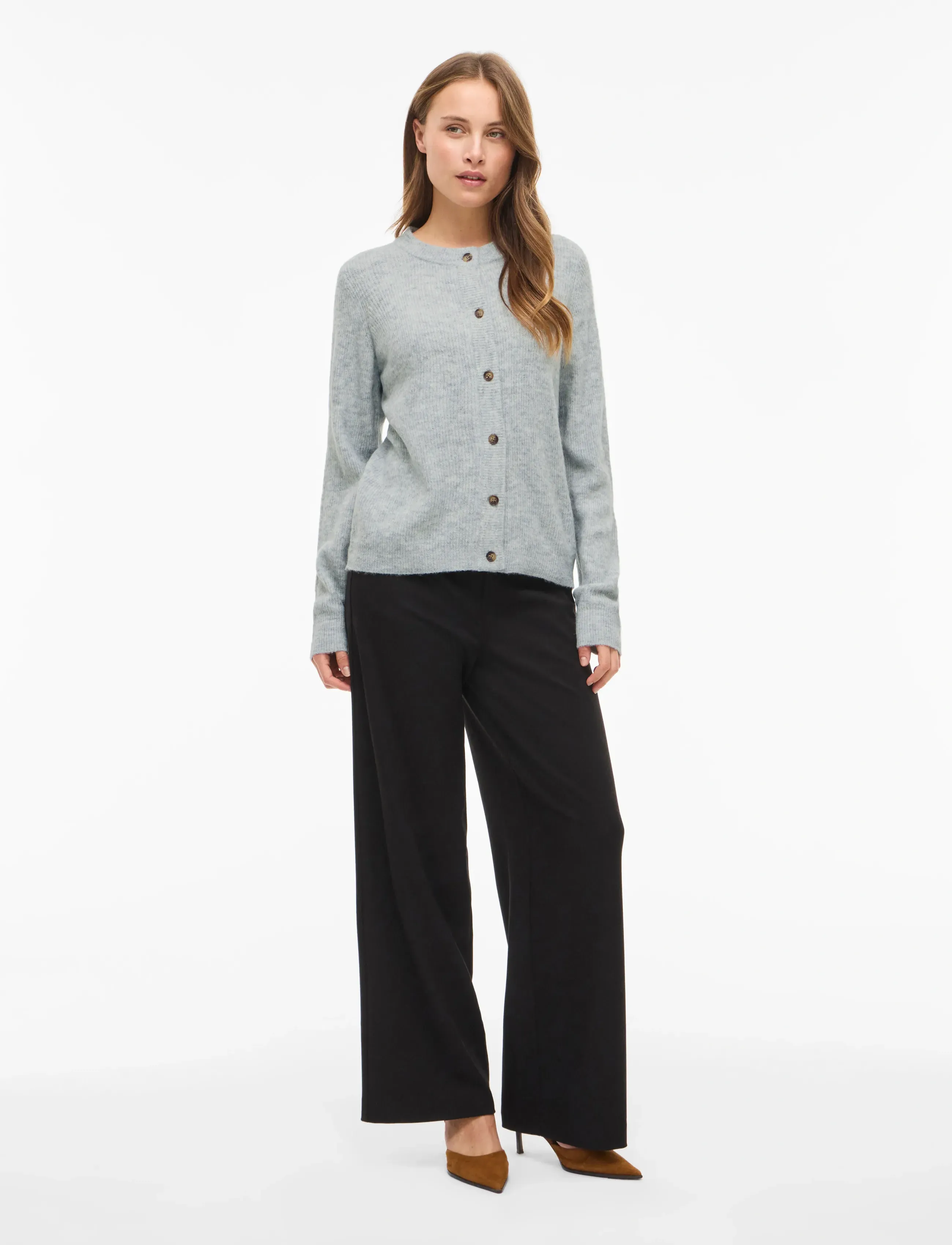 Vivioli O-Neck Rib Knit Cardigan-Noos 3