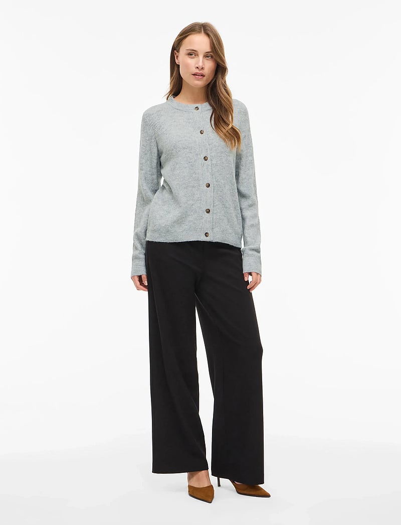 Vila - VIVIOLI O-NECK RIB KNIT CARDIGAN-NOOS - koftor - light grey melange - 4