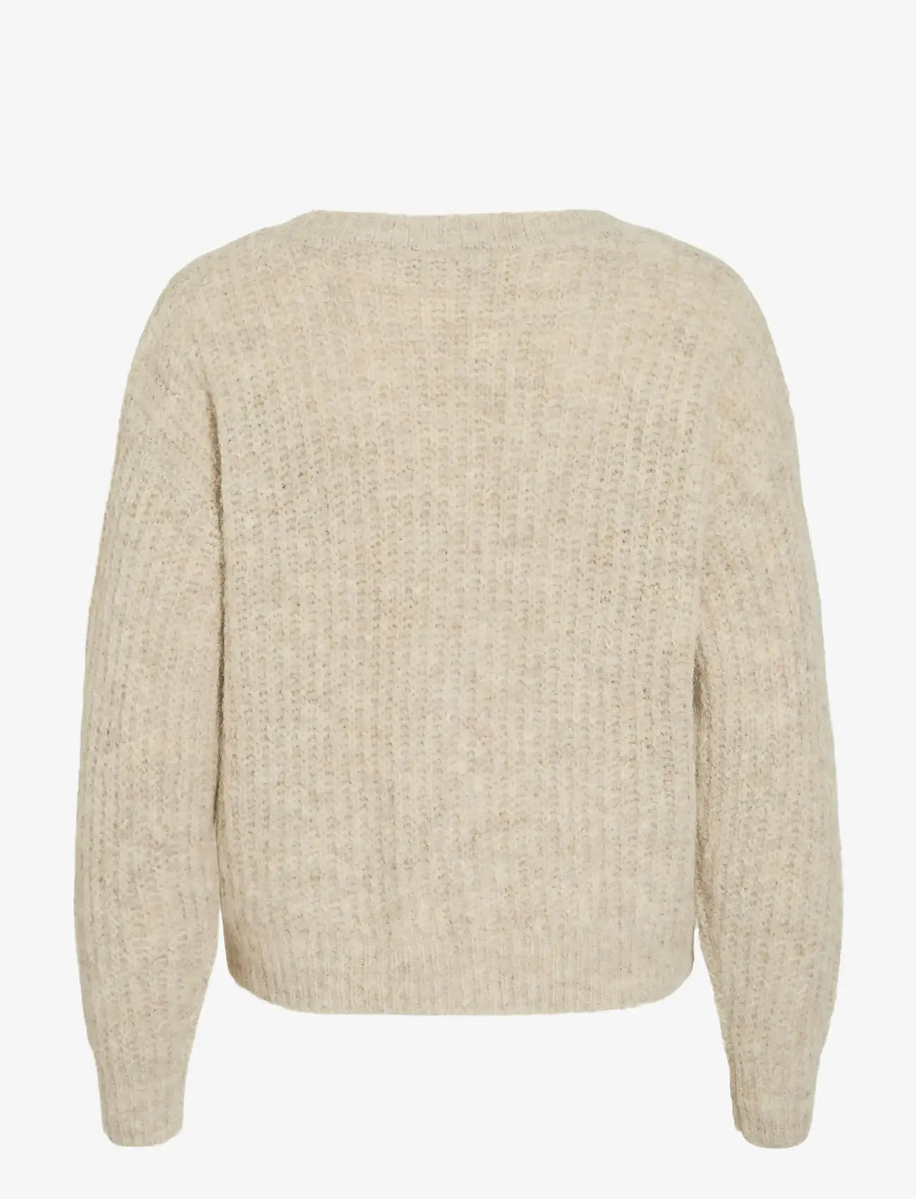 Vila - VILAMPE V-NECK L/S KNIT TOP-NOOS - stickade tröjor - super light natural melan - 2
