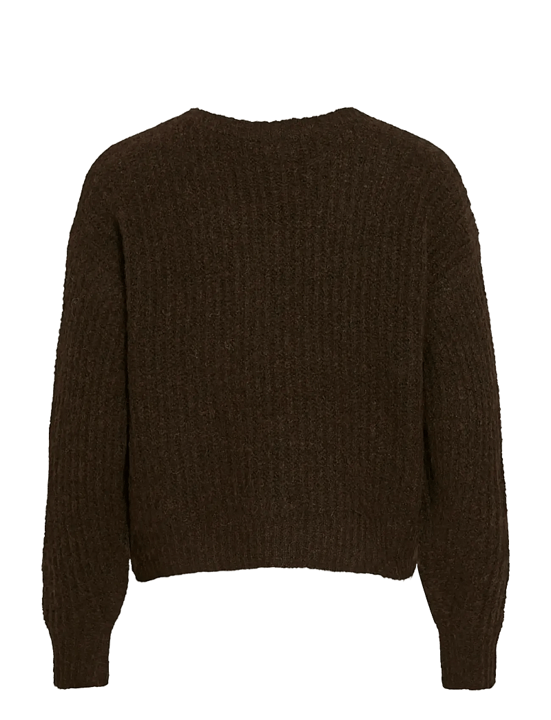Vila - VILAMPE V-NECK L/S KNIT TOP-NOOS - stickade tröjor - coffee bean - 2