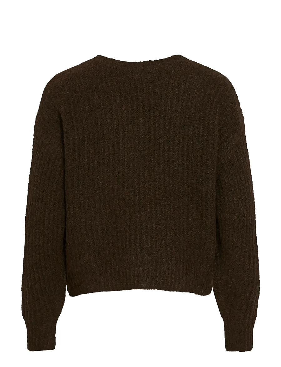 Vila - VILAMPE V-NECK L/S KNIT TOP-NOOS - pullover - coffee bean - 2