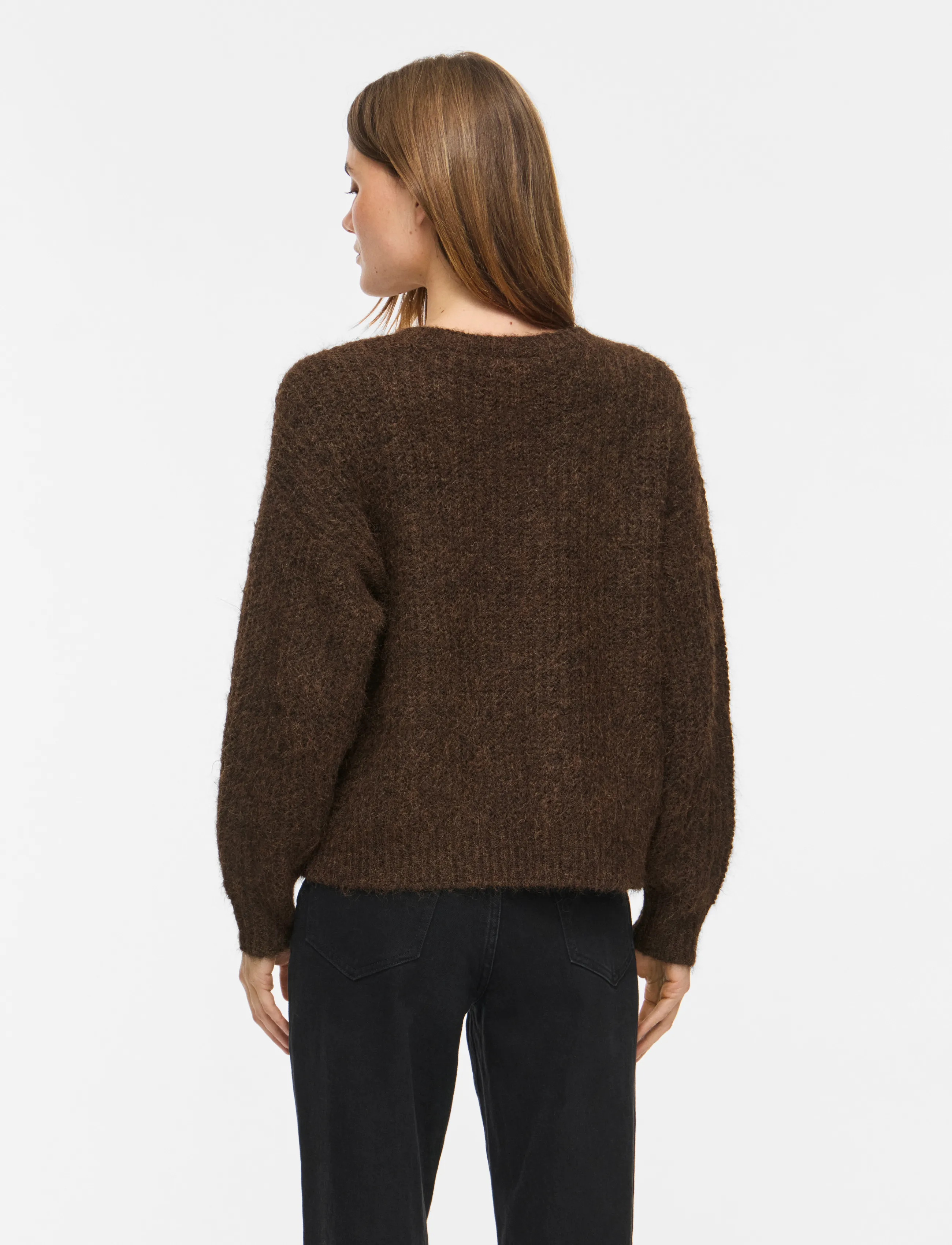 Vila - VILAMPE V-NECK L/S KNIT TOP-NOOS - jumpers - coffee bean - 3