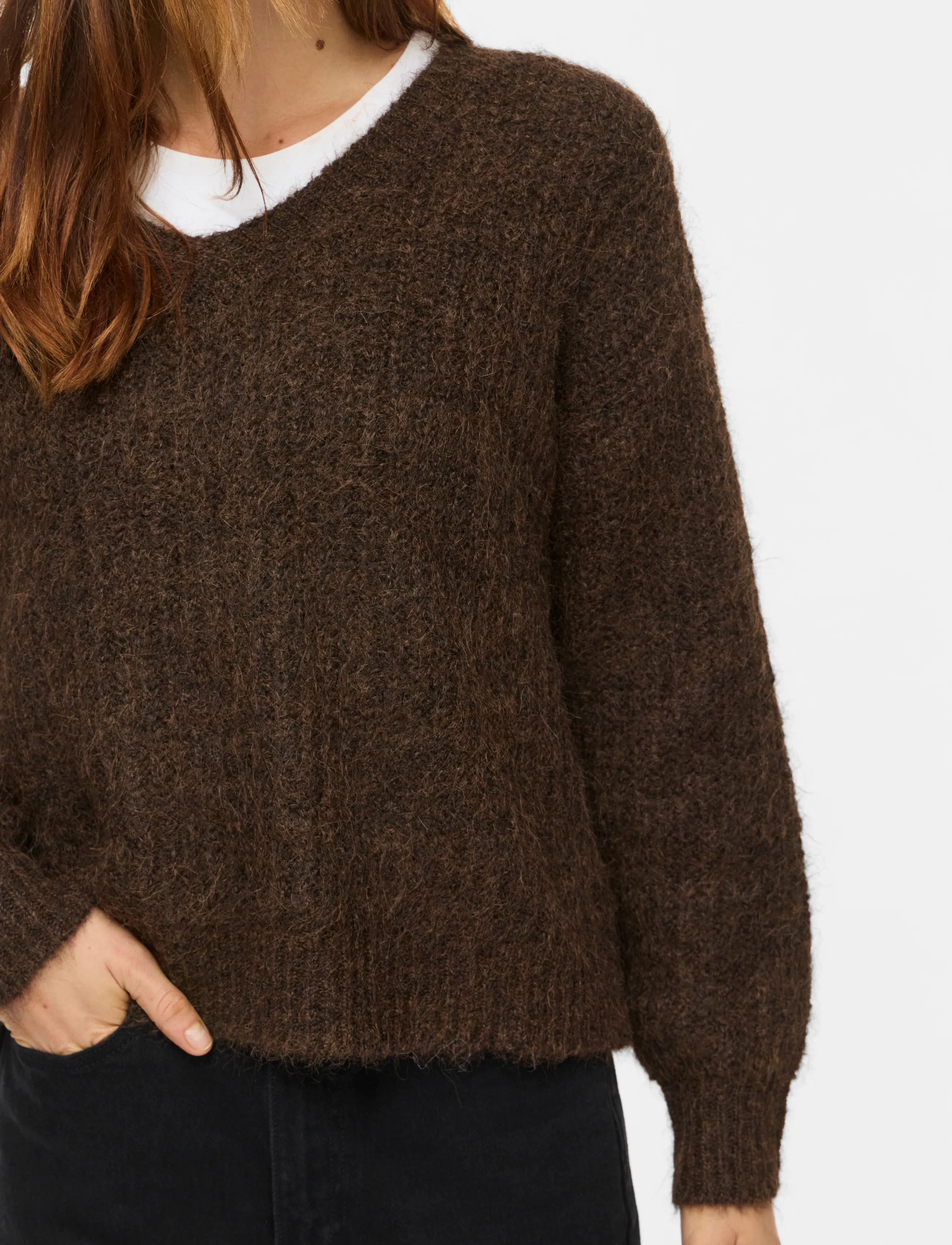 Vila - VILAMPE V-NECK L/S KNIT TOP-NOOS - jumpers - coffee bean - 5