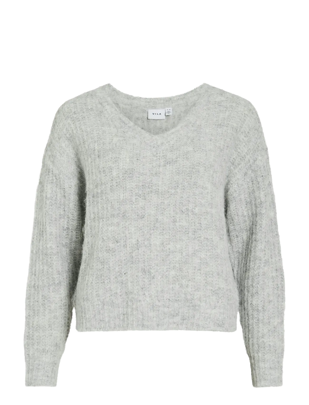 Vila VILAMPE V-NECK L/S KNIT TOP-NOOS - Strickmode - MEDIUM GREY MELANGE / grey